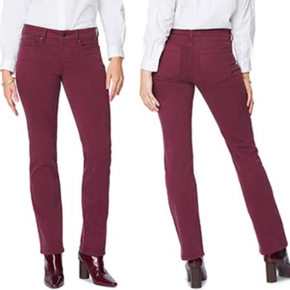 NYDJ Marilyn Straight Jeans in Deep Merlot NWT Lift Tuck Technology Size 8p